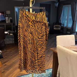 J.O.A. Asymmetrical Zebra Print Skirt - Black and Yellow